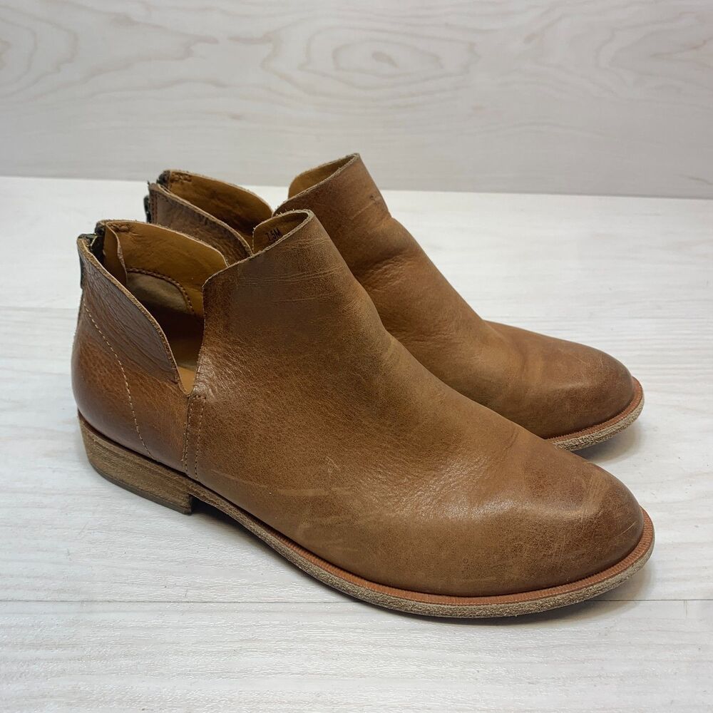 Kork Ease Renny Ankle Boots Women's Size 7.5M Brown Leather Comfortable Back Zip